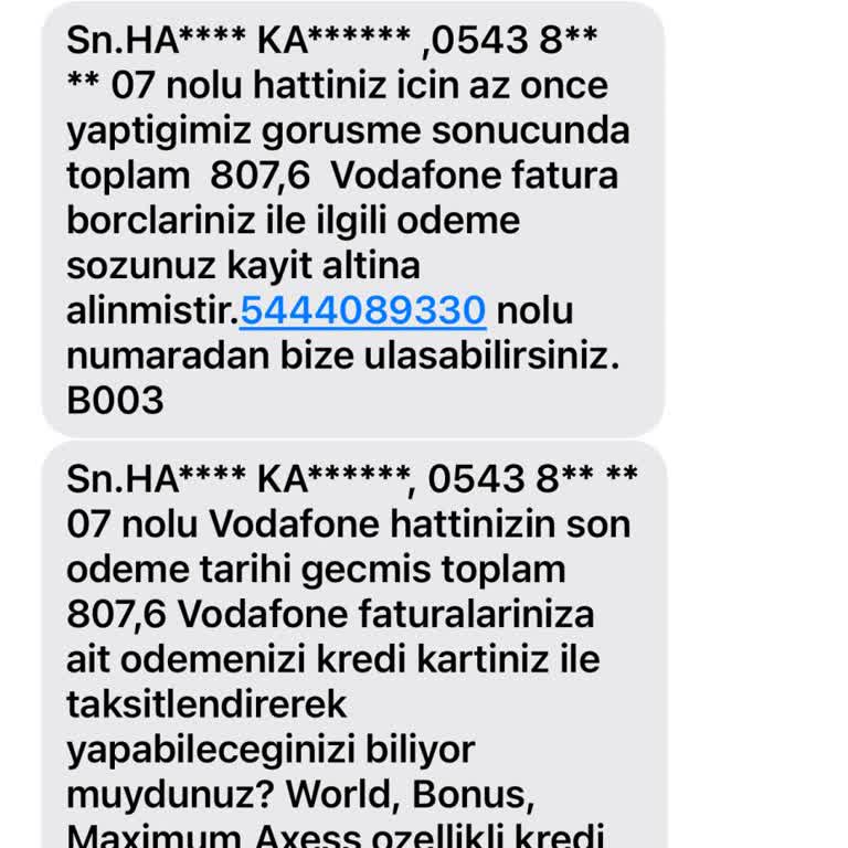 Vodafone Hattımın Bilgim Dışında Açılması Ve Fahiş Faturalar