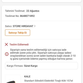 Trendyol Zam Geldiği İçin Teslimat Sırasında Geri Çekilen Ürün.