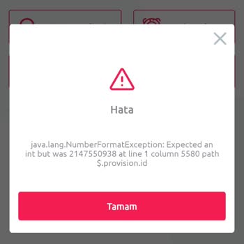 TikTak Kirala Uygulama Hata Veriyor.