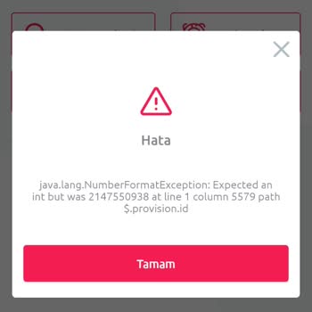 TikTak Kirala Uygulama Hata Veriyor.