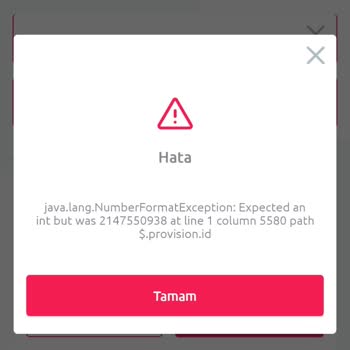 TikTak Kirala Uygulama Hata Veriyor.
