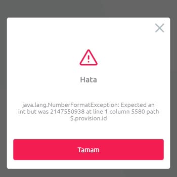 TikTak Kirala Uygulama Hata Veriyor.