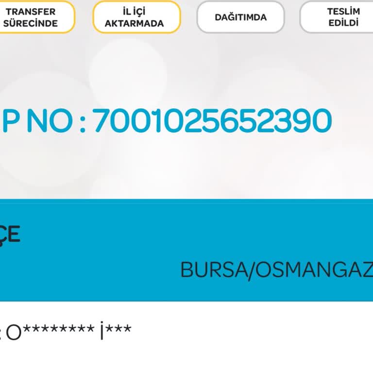PTT Kargo Kargo İl İçi Aktarmada