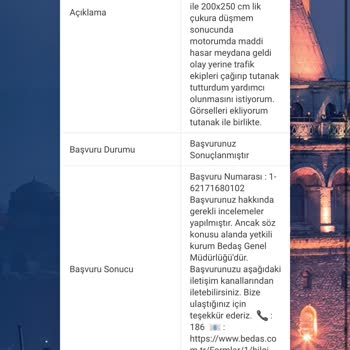 Bedaş Çalışması Yoldaki Çukur Nedeniyle Kaza