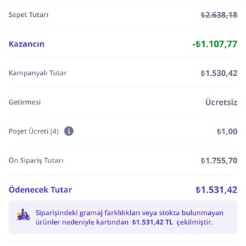 Getir Sebepsiz Fazla Para Çekiyor