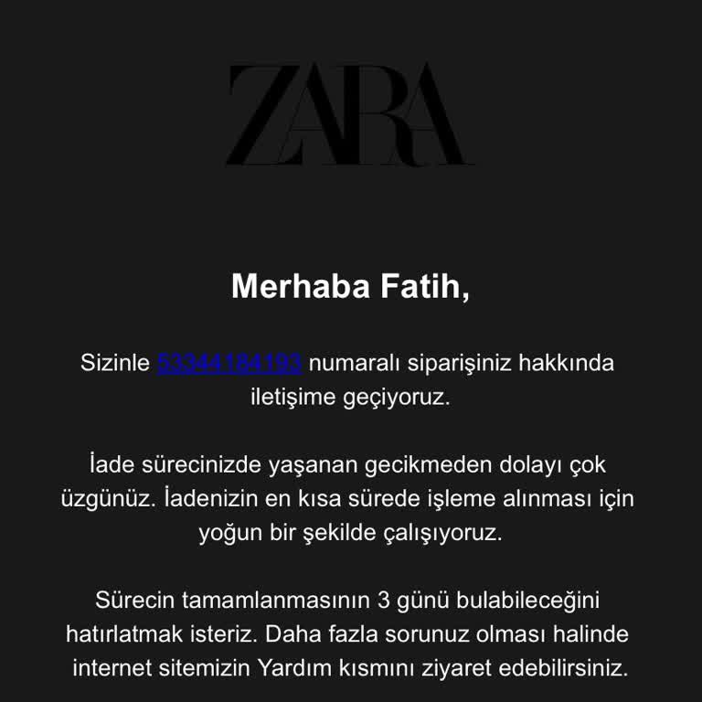 Zara İade Sürecini Uzatıyor!