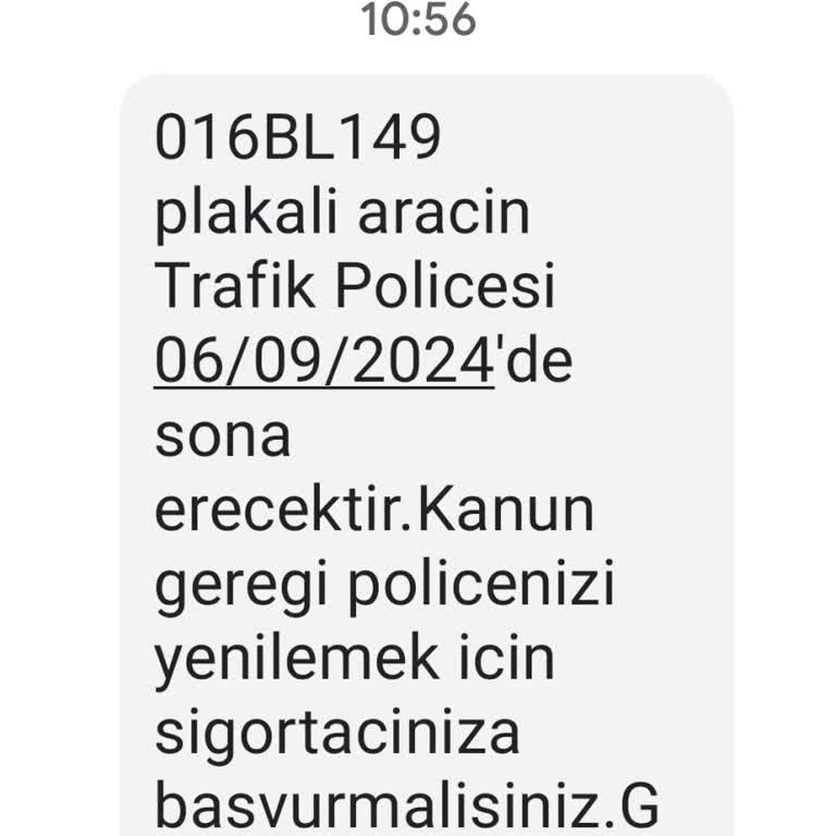 Güvence Hesabı Üzerime Kayıtlı Olmayan Araç İçin Güvence Hesabından Mesaj Geldi.