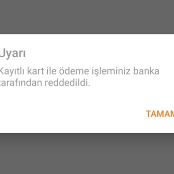 Ziraat Bankası Ödeme İşlemi Banka Tarafından Reddedildi