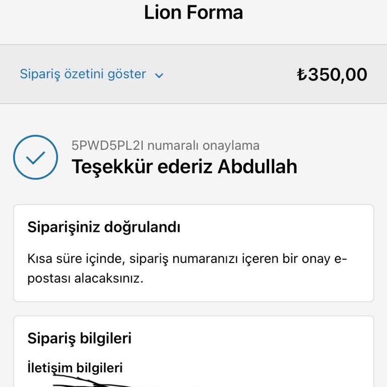 Lion Forma (Lionformaa) Ödeme Sonrası Ulaşılamayan Sipariş Sorunu