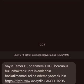 HGS Borcu İçin Gönderilen İcra Mesajı Şikayetçiyim