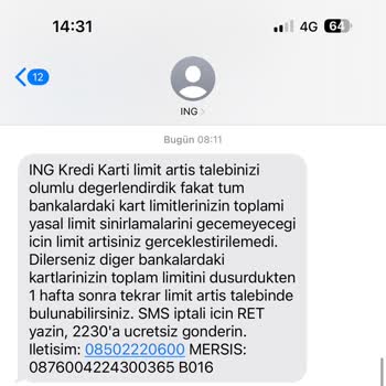 ING Bank Kredi Kartı Limit Mağduriyeti Hiç Değişmedi