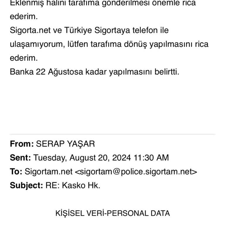 Sigortam.net Kasko İçin Maillerime Cevap Alamadım