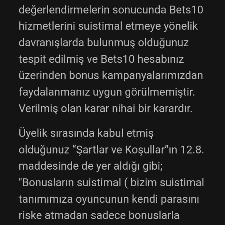 Bets10 Hem Yatırımlarımı İade Etmedi Kampanyalardan Diskalifiye Etti