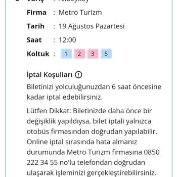 Metro Turizm Otobüs İle İlgili Şikayet