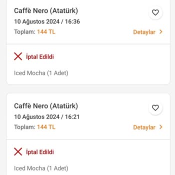 Caffé Nero Trendyol Yemek'te Sürekli İptal Ve Yanlış Sipariş Sorunu!