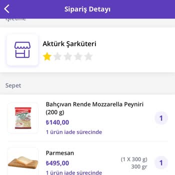 GetirÇarşı Eksik Gramlı Ürün Ve İade Sorunu