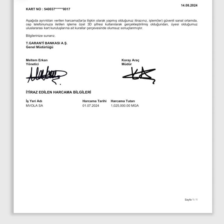 Garanti Bankası Ticari Kart Şikayet