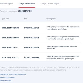 Ürünümüz Aras Kargo Tarafından Teslim Edilmemektedir