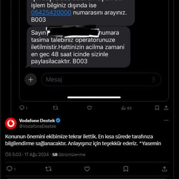 Vodafone ile Yaşadığım Hat Taşıma Sorunları
