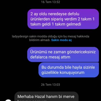 Ladyy Design (Instagram) Eksik Ürün Ve İlgisiz Müşteri Hizmetleri