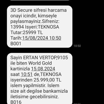 Teknosa Kartımdan Çekilen Paranın Açıklamasını Yapamıyor.