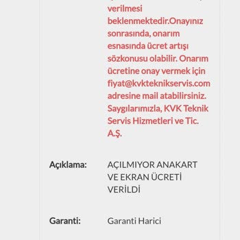 KVK Su Geçirmez Saat İçin Sıvı Teması Nedeniyle Yüksek Orada Tamir Ücreti