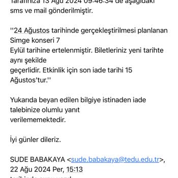 Bubilet Ankara Konser İadesi İçin Kısa Süre