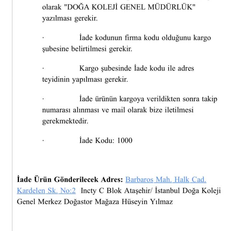 Doğa Koleji Eğitim Kurumları Okul Forması Satın Alma Sürecinde Yaşanan Sorunlar
