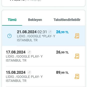 Lidio Google Play Dan İzinsiz Kredi Kartı Alışverişi