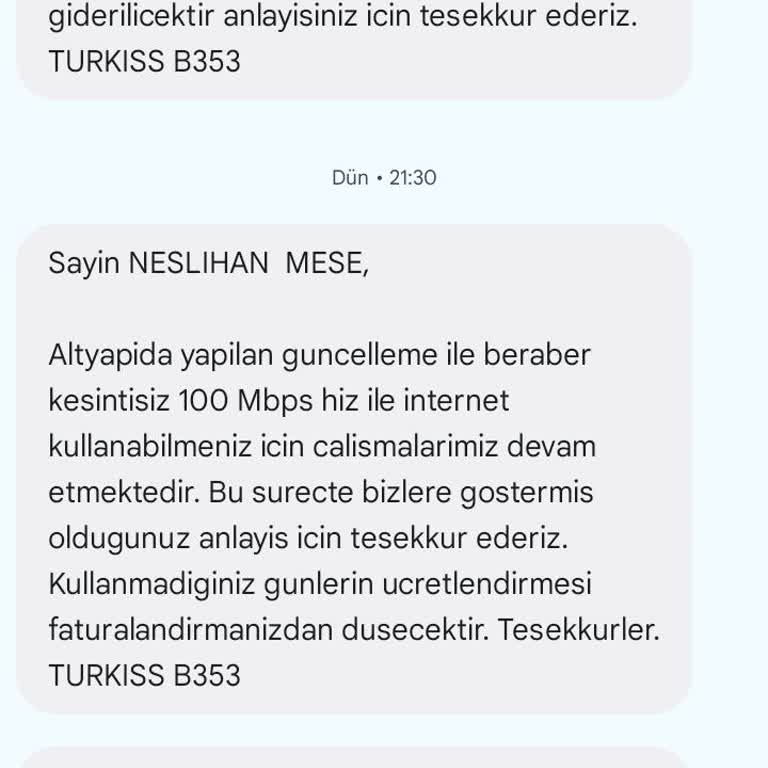 TURKISS İnternet Hizmeti Alamıyorum