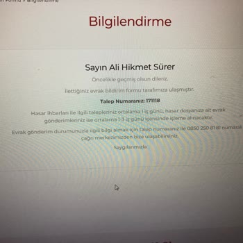 Sompo Sigorta Araç Değer Kaybı Dosyası