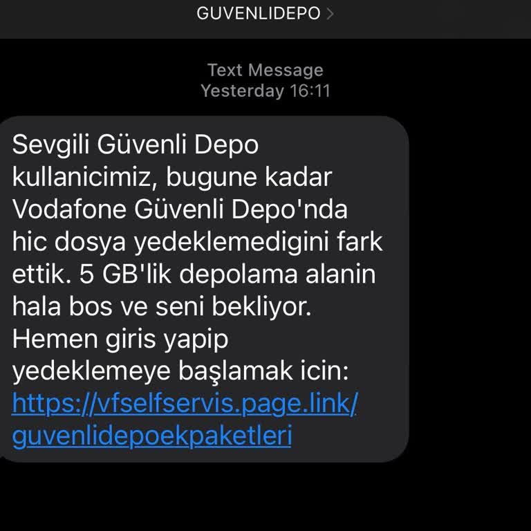 Vodafone Güvenli Depo Reklam Mesajları Sorunu