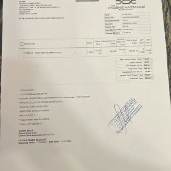 Özel Akdeniz Hastanesi Hastane Hizmetlerinde Beklenmedik Ücretler Ve Yanıltıcı Bilgilendirme