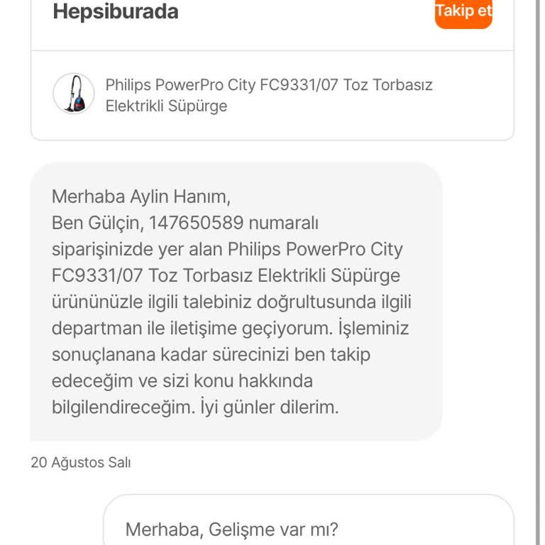 Hepsiburada'dan Elektrikli Süpürge Siparişimde Yaşadığım Teslimat Sorunu