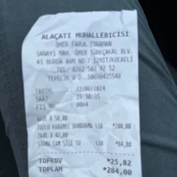 Kocaeli 41 Burda Alaçatı Muhallebicisi Su Fiyatı