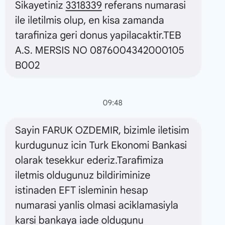 TEB SWİFT Transferimi 3 Gündür Yatırmıyor