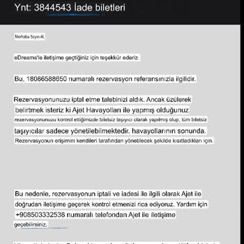 Ajet / Edreams Uçak Bileti İptal/iadesi