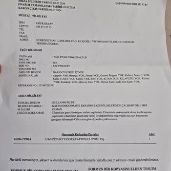 Samsung Tablet Kaleminin Yazmadığı Alanlar Olması