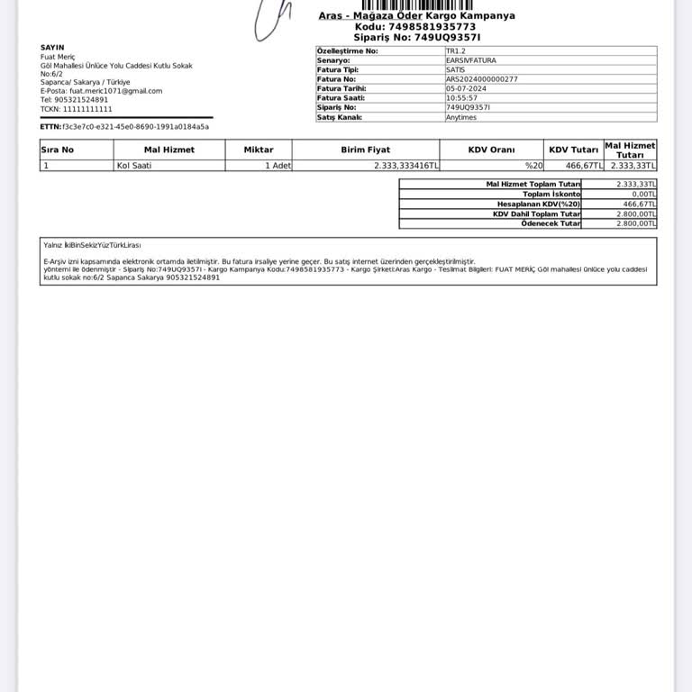 Armada Saat Aldığım Saatin Kalitesizliği Ve Kötü Müşteri Hizmeti