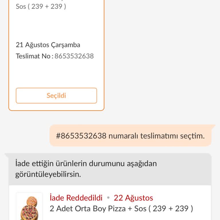 Pizza Bulls Trendyol Yemek Siparişimi Teslim Almadım Teslim Edildi Denmiş...