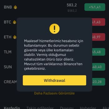 Binance Hesabımda Ki Varlıklarımı Çekemiyorum.