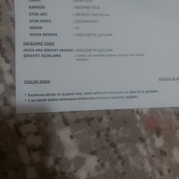 Puma Ayakkabı Red Gelmesi Sorunun Çözülmemesi