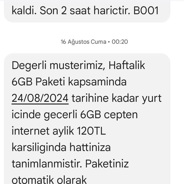 Türk Telekom'dan Şikayetçiyim 6 GB İnterneti İptal Etmeye