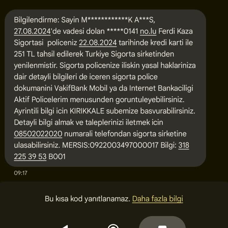 Türkiye Sigorta Ferdi Kaza İptal Edemiyorum