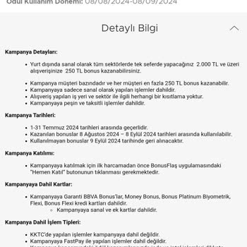 Garanti BBVA Garanti (Bonus İle Yurt Dışı Alışverişlere 250TL) Kampanya Mağduriyeti