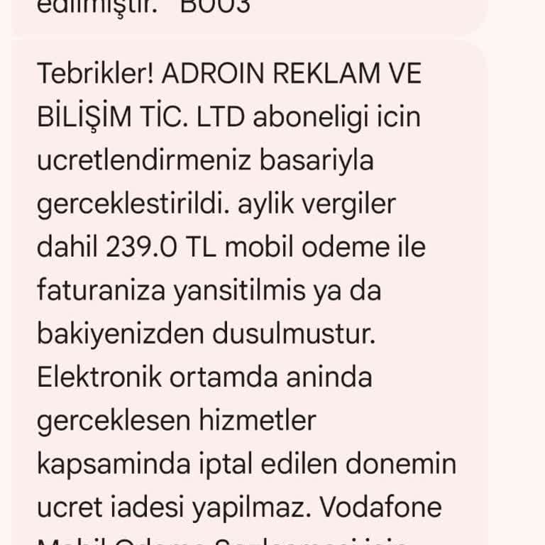 Vodafone İzinsiz Abonelik Ve Ücretlendirme Sorunu