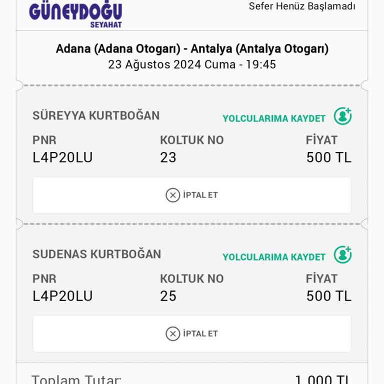 Obilet Otobüs Biletini İptal Ettiler