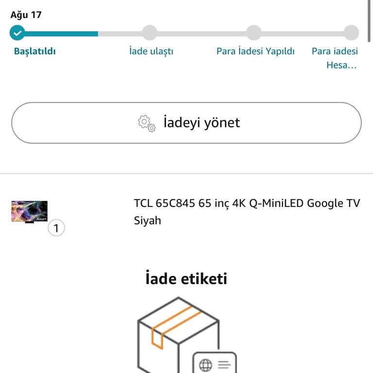 Amazondan Aldığım Ürünün İade Kodu Oluşturulmuyor