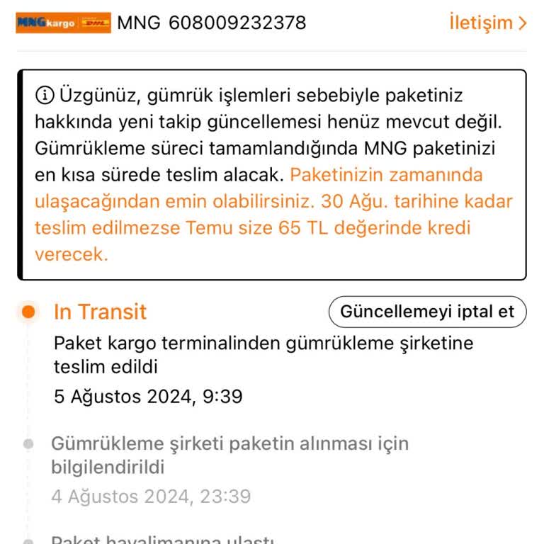 MNG Kargo Gümrükte Bekleyen Kargom