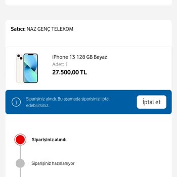 Vodafone Her Şey Yanımda Sipariş Verdiğim Telefonun İsteğim Dışında İptal Edilmesi